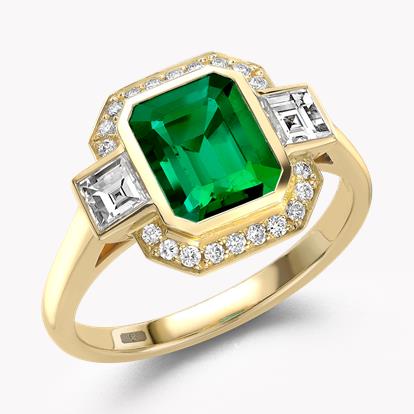 ColombianTrap Cut Emerald Ring 1.50ct in 18ct Yellow Gold