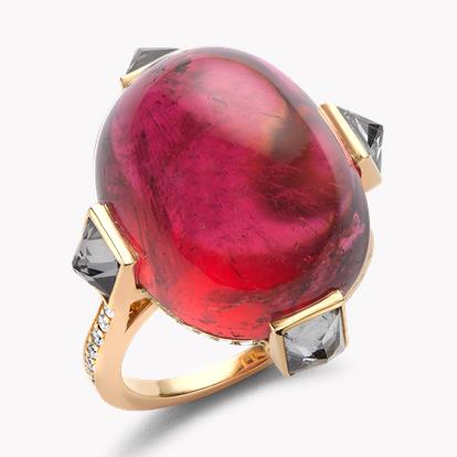Cabochon Pink Tourmaline Ring 28.95ct in Yellow Gold