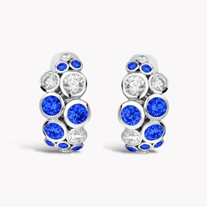 Bubbles Blue Sapphire and Diamond Half-Hoop Earrings