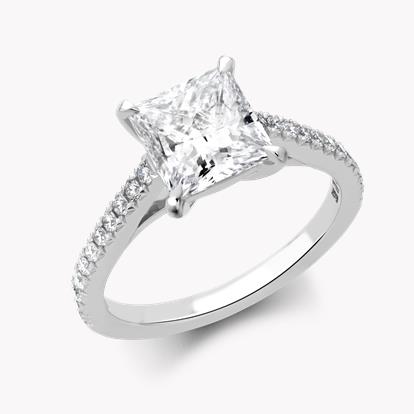Recycled platinum engagement ring with princess and round brilliant cut  diamonds totalling 0.81ct