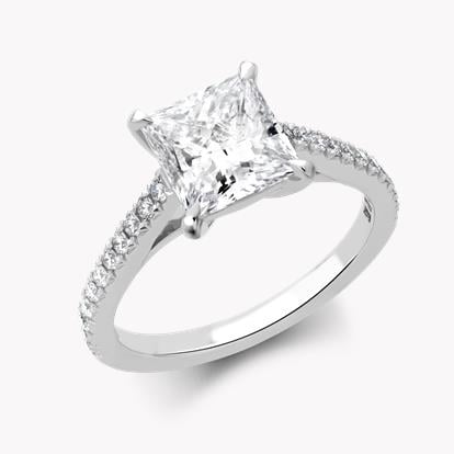 Recycled platinum engagement ring with princess and round brilliant cut  diamonds totalling 0.81ct