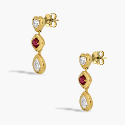 Skimming Stone 1.10ct Ruby and Diamond Drop Earrings