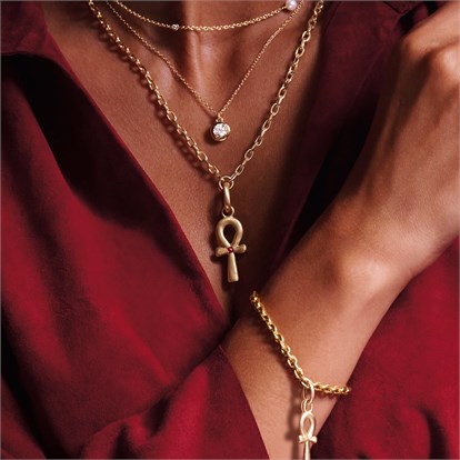 Ankh Cross Ruby Pendant Charm