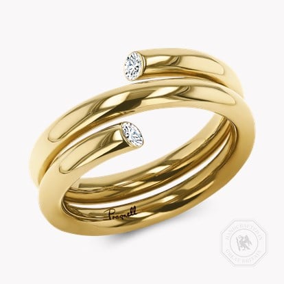 Eclipse 0.09ct Double Row Diamond Spring Ring in 18ct Yellow Gold