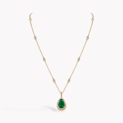 Pear Shaped 3.01ct Zambian Emerald and Diamond Pendant