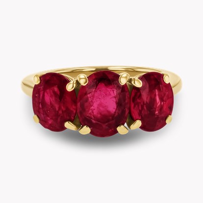 Cartier Ruby Three Stone Ring in 18ct Yellow Gold