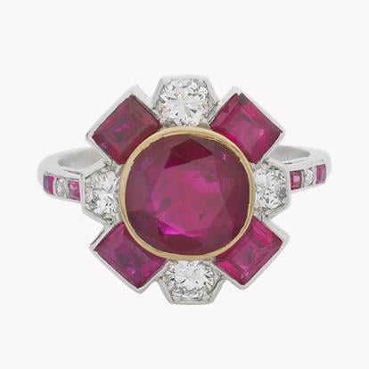 Cartier Art Deco 2.05ct Burmese Ruby and Diamond Ring