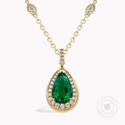 Pear Shaped 3.01ct Zambian Emerald and Diamond Pendant