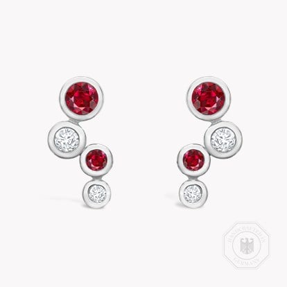 Bubbles Diamond and Ruby Earrings 1.10ct in 18ct White Gold