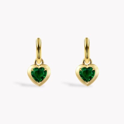 Skimming Stone Heart Shaped 1.38ct Emerald Drop Earrings