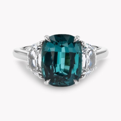 Cushion Cut 3.18ct Lagoon Tourmaline and Diamond Ring