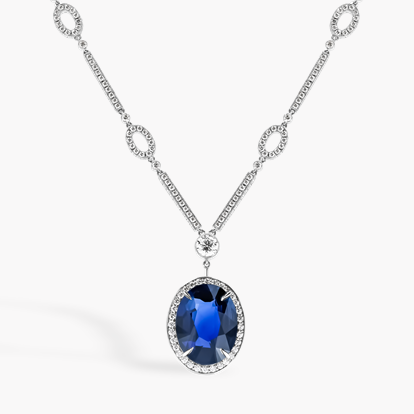 Sri-Lankan Sapphire and Diamond Masterpiece Drop Necklace 11.03ct in Platinum