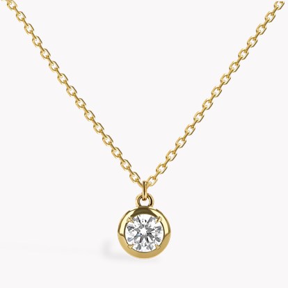 Skimming Stone Diamond Pendant 1.09ct in 18ct Yellow Gold