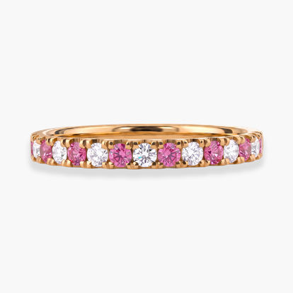 Brilliant Cut Pink Sapphire and Diamond Half Eternity Ring