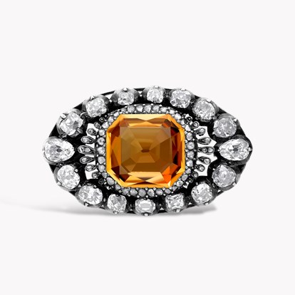 Victorian Imperial Topaz & diamond Brooch in Silver, Yellow & Rose Gold