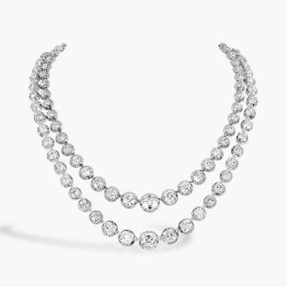 Victorian Two-Row Old Cut 69.00ct Diamond Necklace