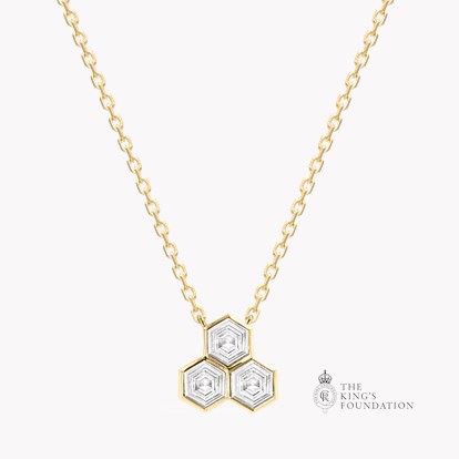 Honeycomb 0.30ct Diamond Trilogy Pendant in 18ct Yellow Gold