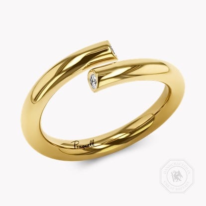 Eclipse 0.07ct Single Row Diamond Spring Ring in 18ct Yellow Gold
