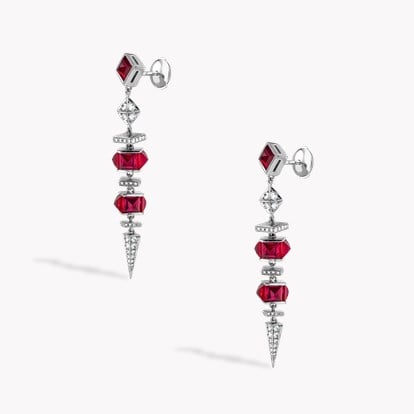 Carré Cut 7.85ct Ruby and Diamond Drop Earrings