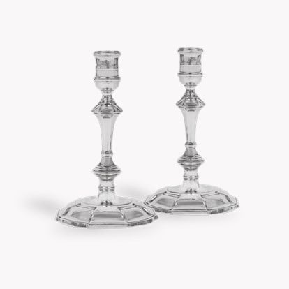 Silver George II Pair of Candlesticks W.M. Gould, 1742
