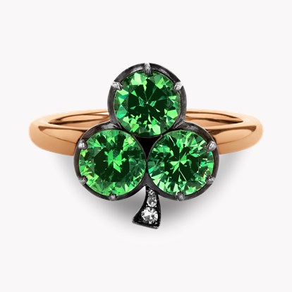 Three Leaf Clover Garnet Ring