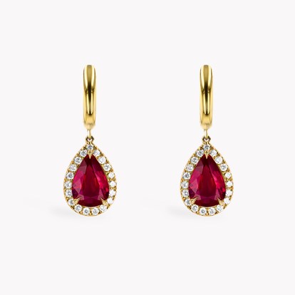 Pear Shaped 2.50ct Ruby and Diamond Drop Earrings