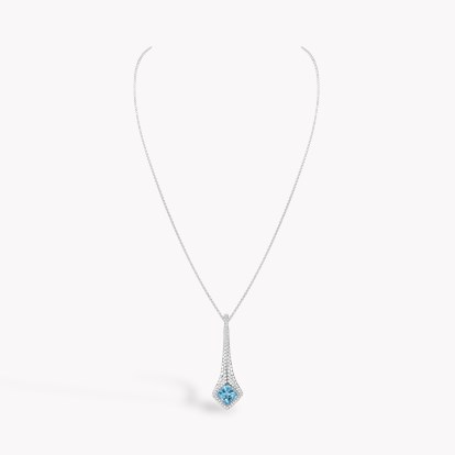 Cushion Cut 1.86ct Aquamarine and Diamond Pendant
