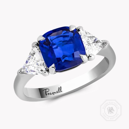 Cushion Cut 2.56ct Sri Lankan Sapphire and Diamond Ring