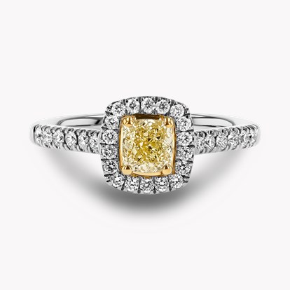 Celestial Radiant Cut 0.46ct Fancy Yellow Diamond Cluster Ring