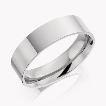 6mm Flat Court Wedding Ring in Platinum