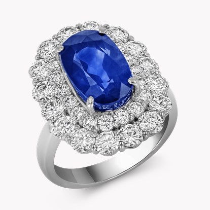Sapphire Cluster Ring - Oval Cut 6.64ct in Platinum