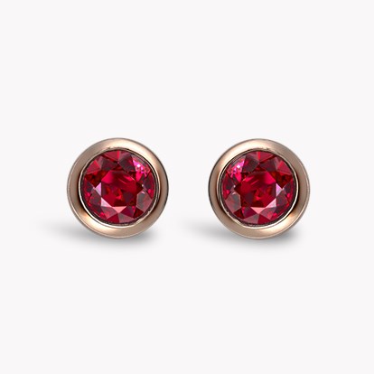 Oval Ruby Ear Studs 1.04ct in 18ct Rose & White Gold 