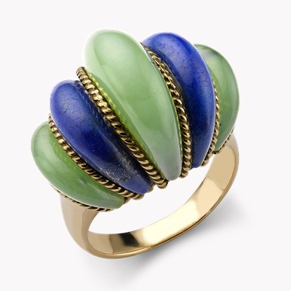 Julia-Plana Maw Sit Sit & Lapis Cocktail Ring in 18ct Yellow Gold