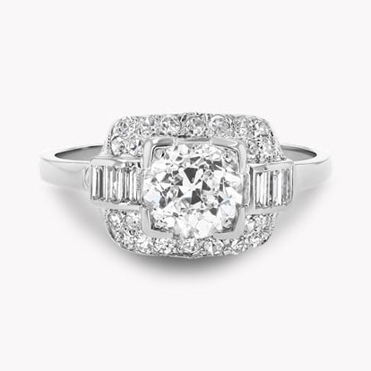 Art Deco Old Cut 0.90ct Diamond Cluster Ring