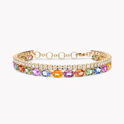 Rainbow Sapphire and Diamond Bracelet 7.39ct in 18ct Rose Gold