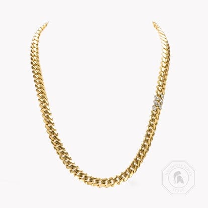 Fusion Long Polished Curb Link Necklace in 18ct Yellow Gold