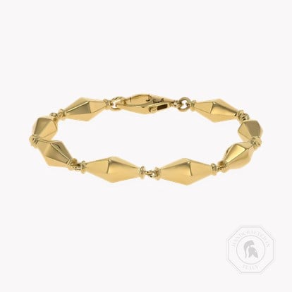 Cleopatra Gold Faceted Barrel Link Bracelet in 18ct Yellow Gold