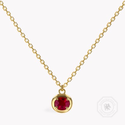 Skimming Stone 1.22ct Ruby Pendant in 18ct Yellow Gold