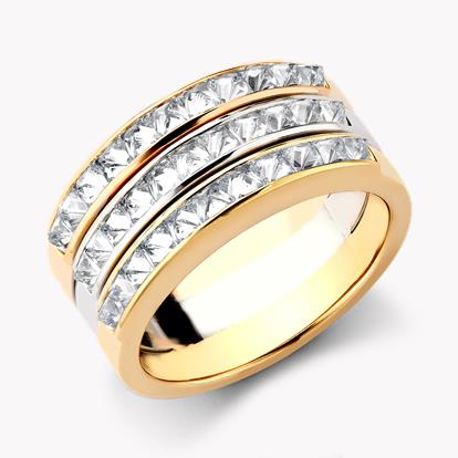 Three Row RockChic Ring 1.80ct in Rose, White and Yellow Gold