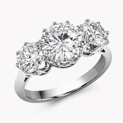 Brilliant Cut 3.73ct Diamond Three Stone Ring in Platinum