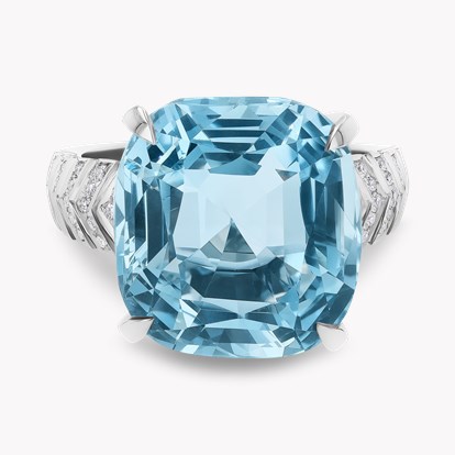 Lukusuzi 12.70ct Aquamarine and Diamond Ring