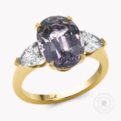 Oval Cut 5.02ct Burma Spinel and Diamond Ring in 18ct Yellow Gold and Platinum