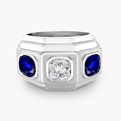 Art Deco Rene Boivin Sapphire & Diamond 3 stone