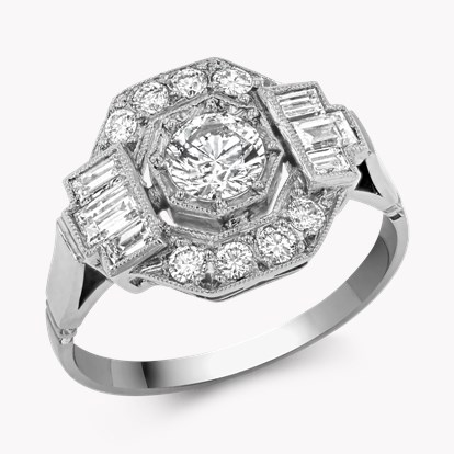 Art Deco Inspired 0.38ct Diamond Cluster Ring in Platinum