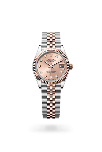 Datejust 31 * Oyster, 31 mm, Oystersteel and Everose gold with a White Fluted bezel and Jubilee, five-piece links bracelet