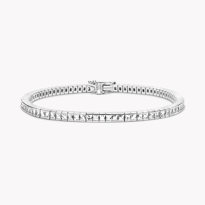 French Cut Diamond Line Bracelet 3.36ct in 18ct White Gold