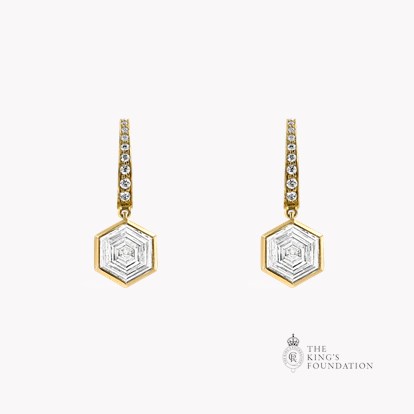 Honeycomb Diamond Drop Earrings 2.02ct in 18ct Yellow Gold