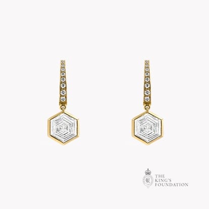 Honeycomb Diamond Drop Earrings 0.60ct in 18ct Yellow Gold