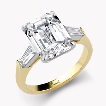 Regency 5.02ct Emerald Cut Diamond Ring in 18ct Yellow Gold and Platinum