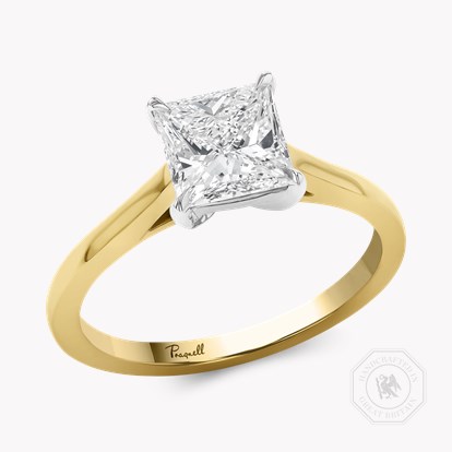Princess Cut 1.50ct Diamond Solitaire Ring in 18ct Yellow Gold & Platinum